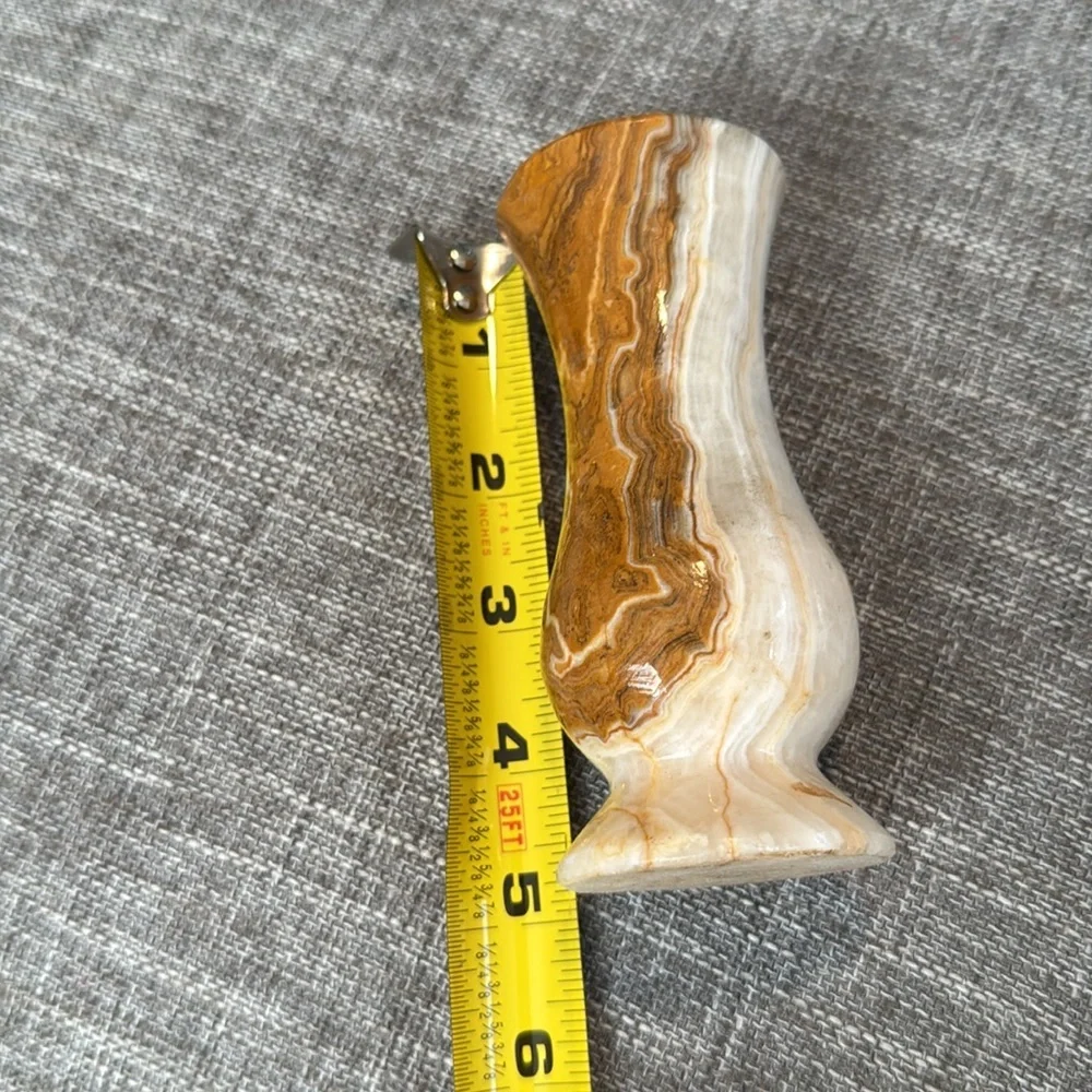 Vintage Onyx Alabaster Marble Carved Vase 8